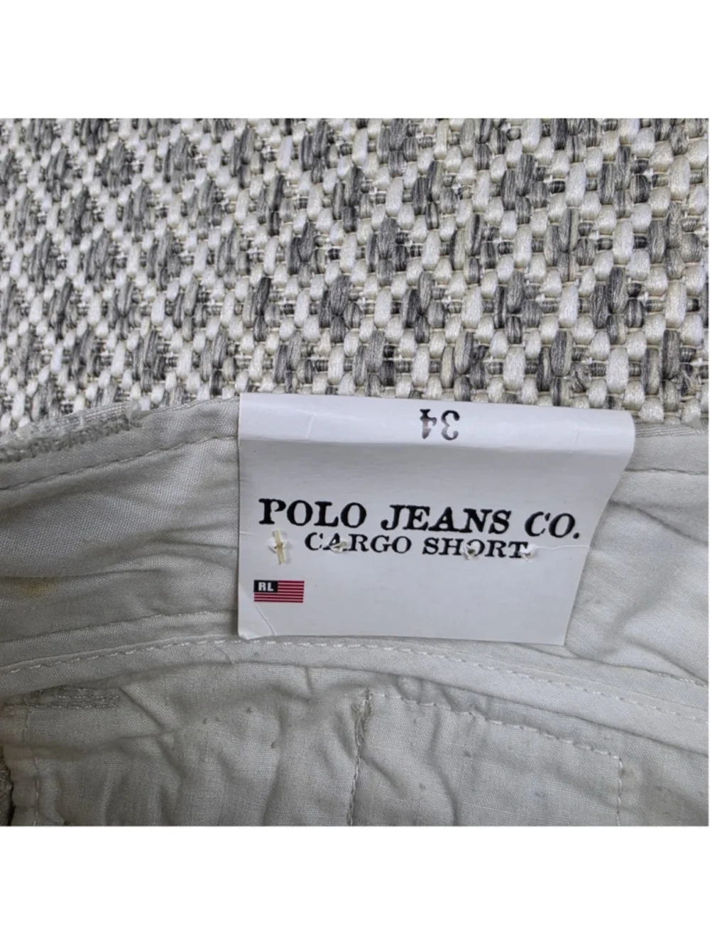 NWT Polo Jeans Co Cargo Shorts Mens 34 Beige Ripstop Cotton Utility Military